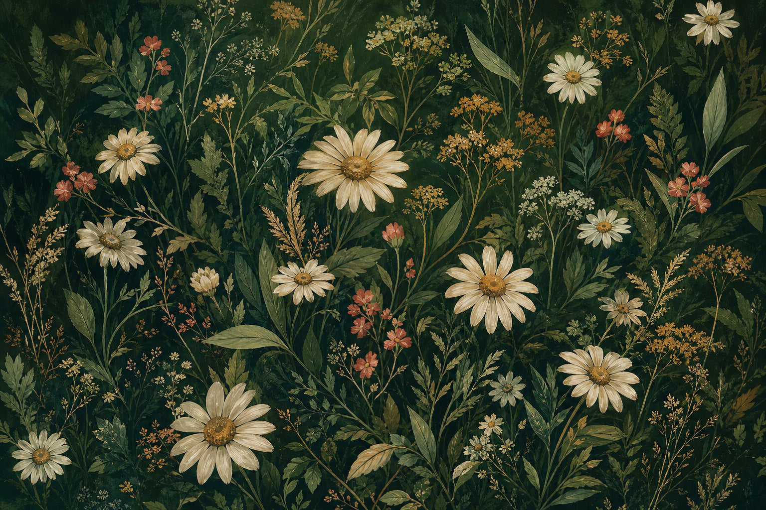 Green Daisy Wallpaper Mural
