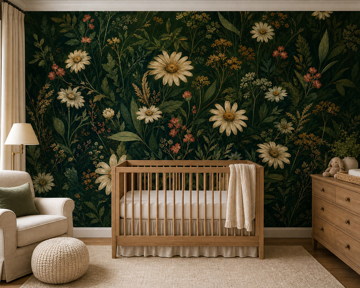 Green Daisy Wallpaper Mural product view