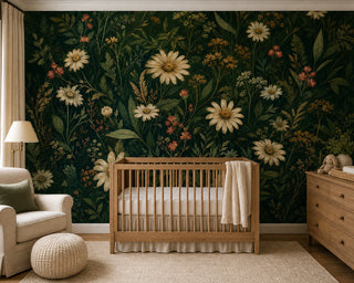 Green Daisy Wallpaper Mural