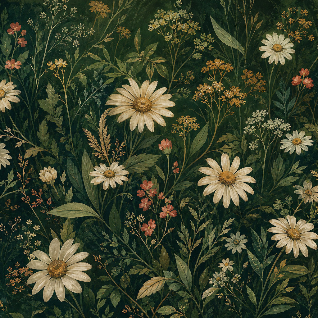 Green Daisy Wallpaper Mural product view