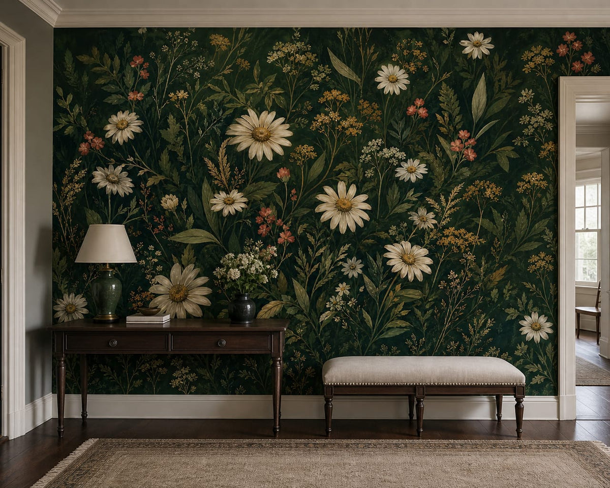 Green Daisy Wallpaper Mural product view