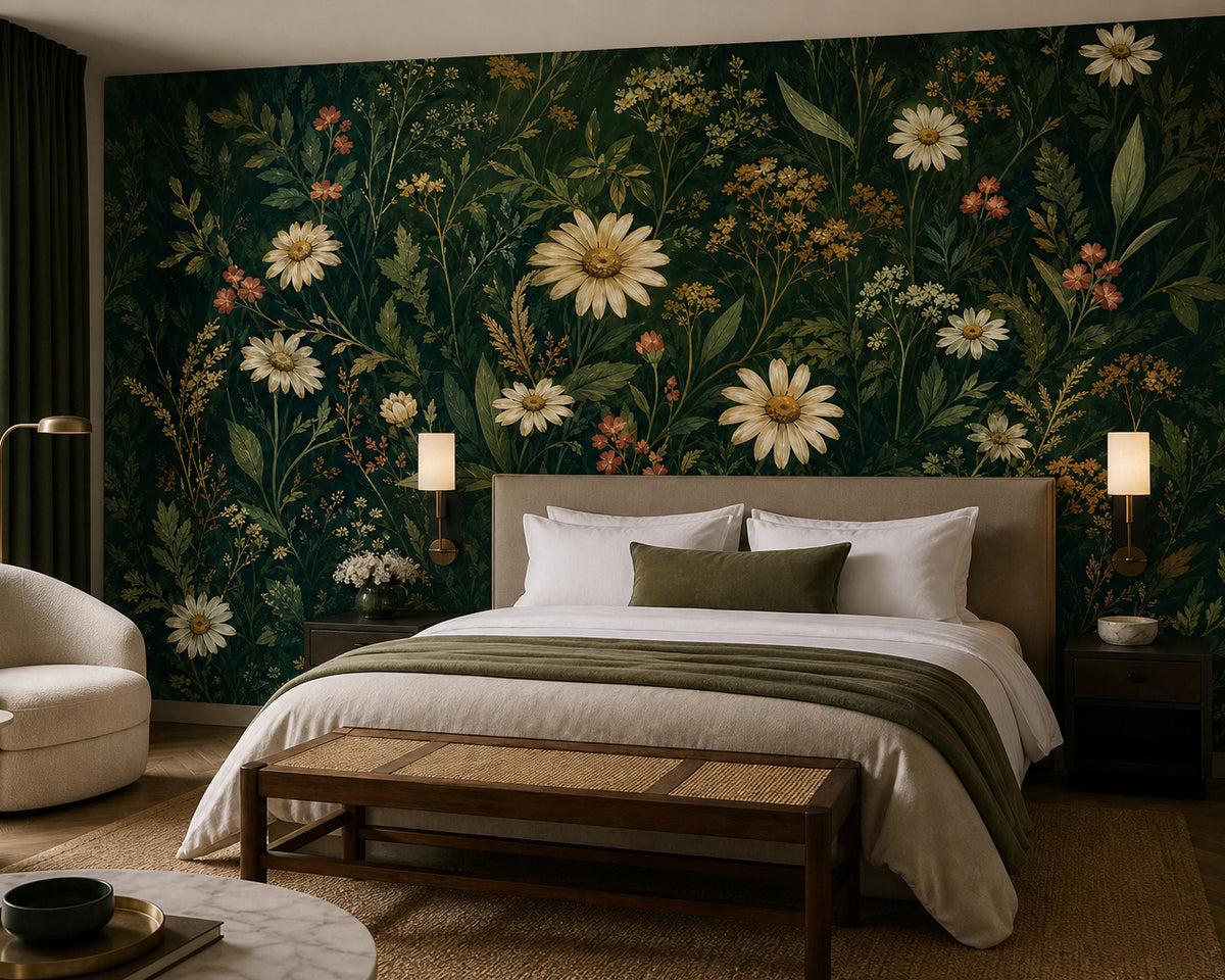 Green Daisy Wallpaper Mural product view