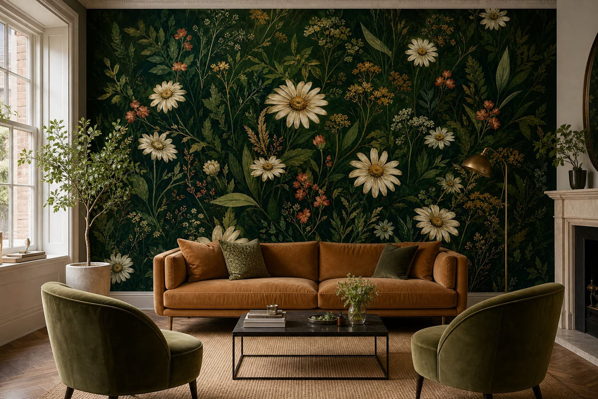 Green Daisy Wallpaper Mural product view