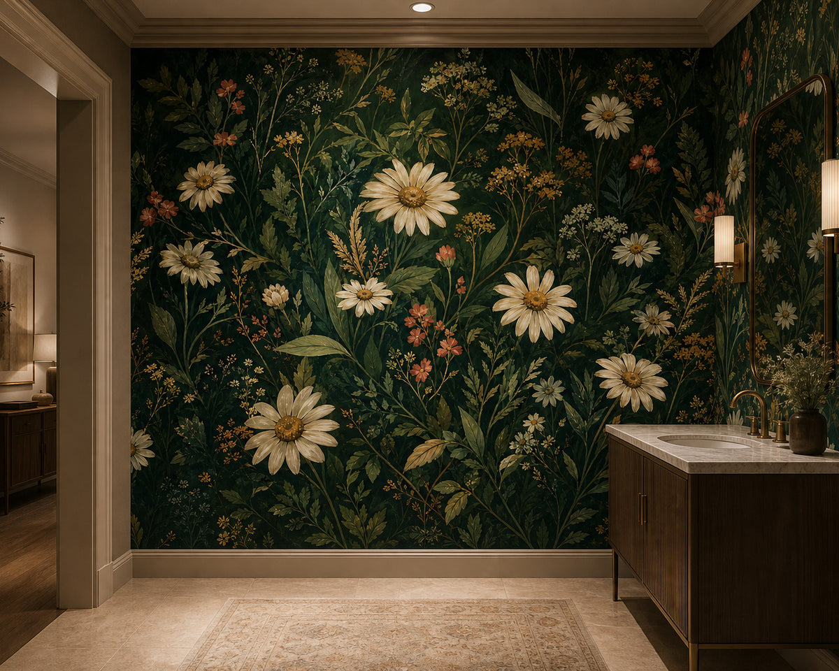 Green Daisy Wallpaper Mural product view