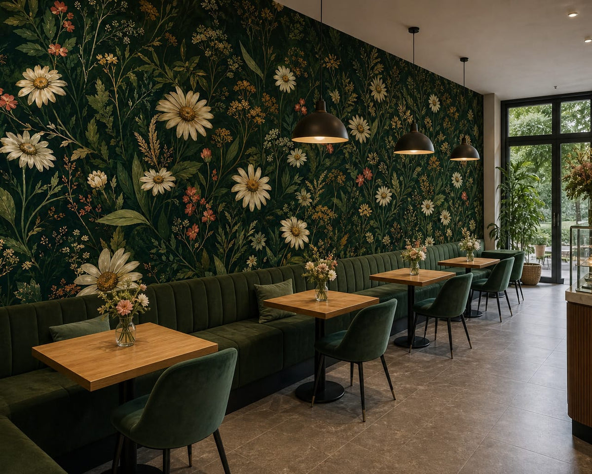 Green Daisy Wallpaper Mural product view