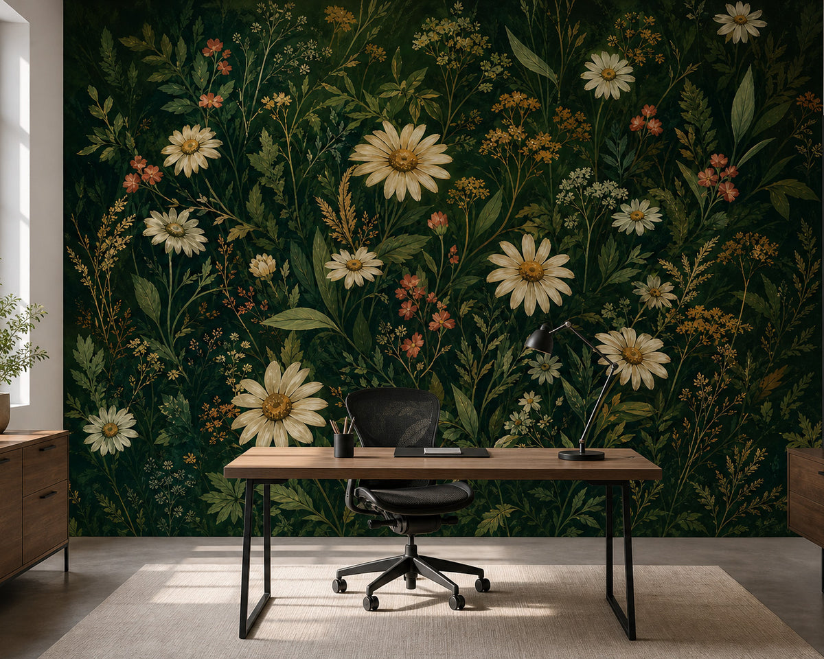 Green Daisy Wallpaper Mural product view