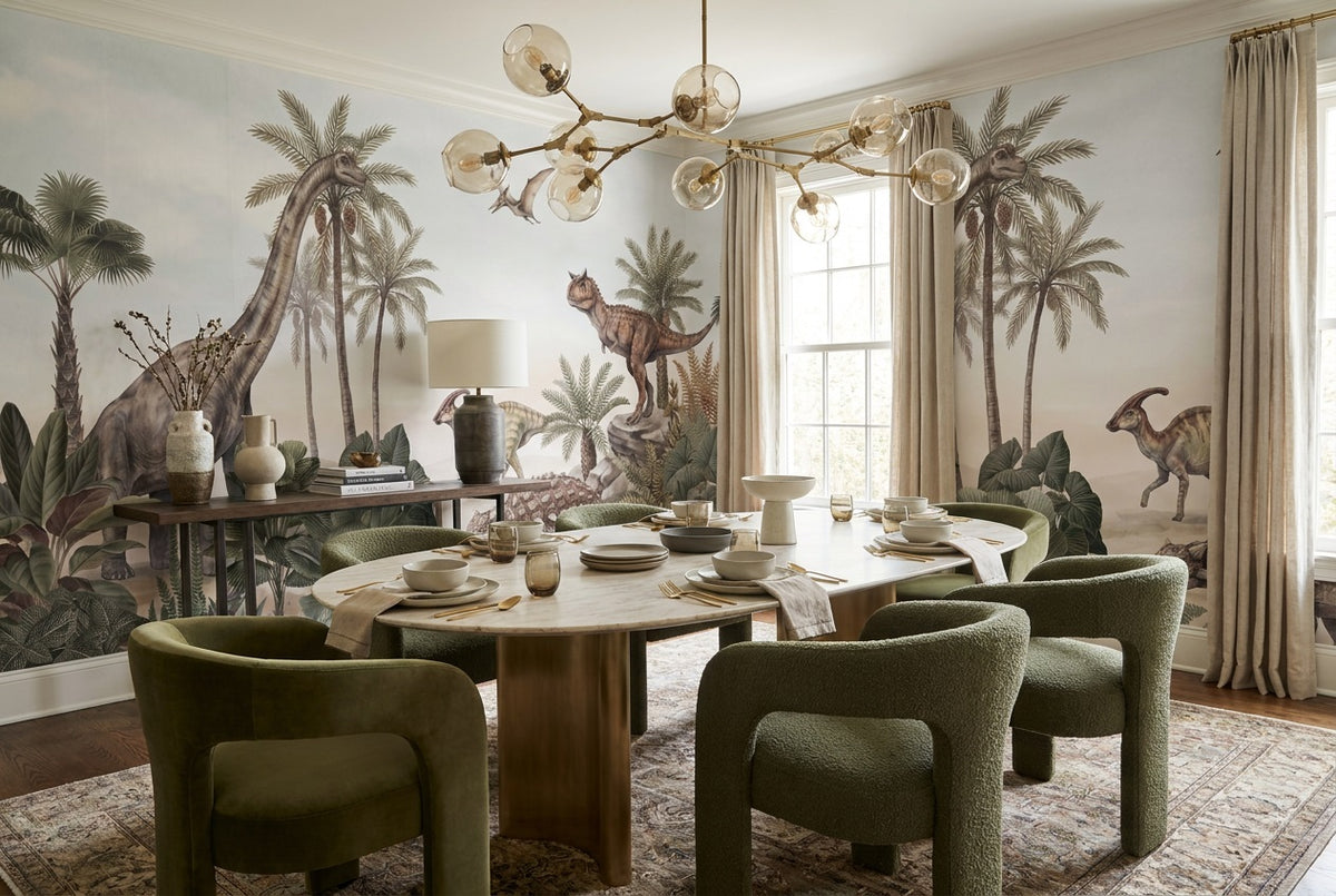 green dinosaur wallpaper mural custom self adhesive dining removable non woven vinyl