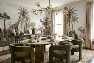 Olive Vintage Dinosaur Landscape Wallpaper Mural
