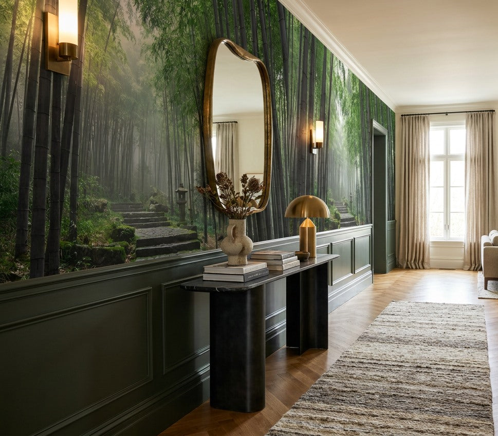 green hall bamboo forest wallpaper mural custom stick on non woven vinyl removable