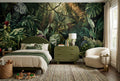 Dark Botanical Leaf Green Jungle Wallpaper Mural