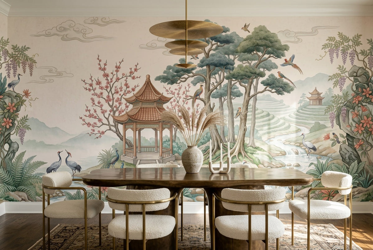 green pines dining custom peel and stick non woven vinyl removable wallpaper mural