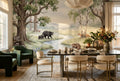 Green Woodland Animal Stream Wallpaper Mural