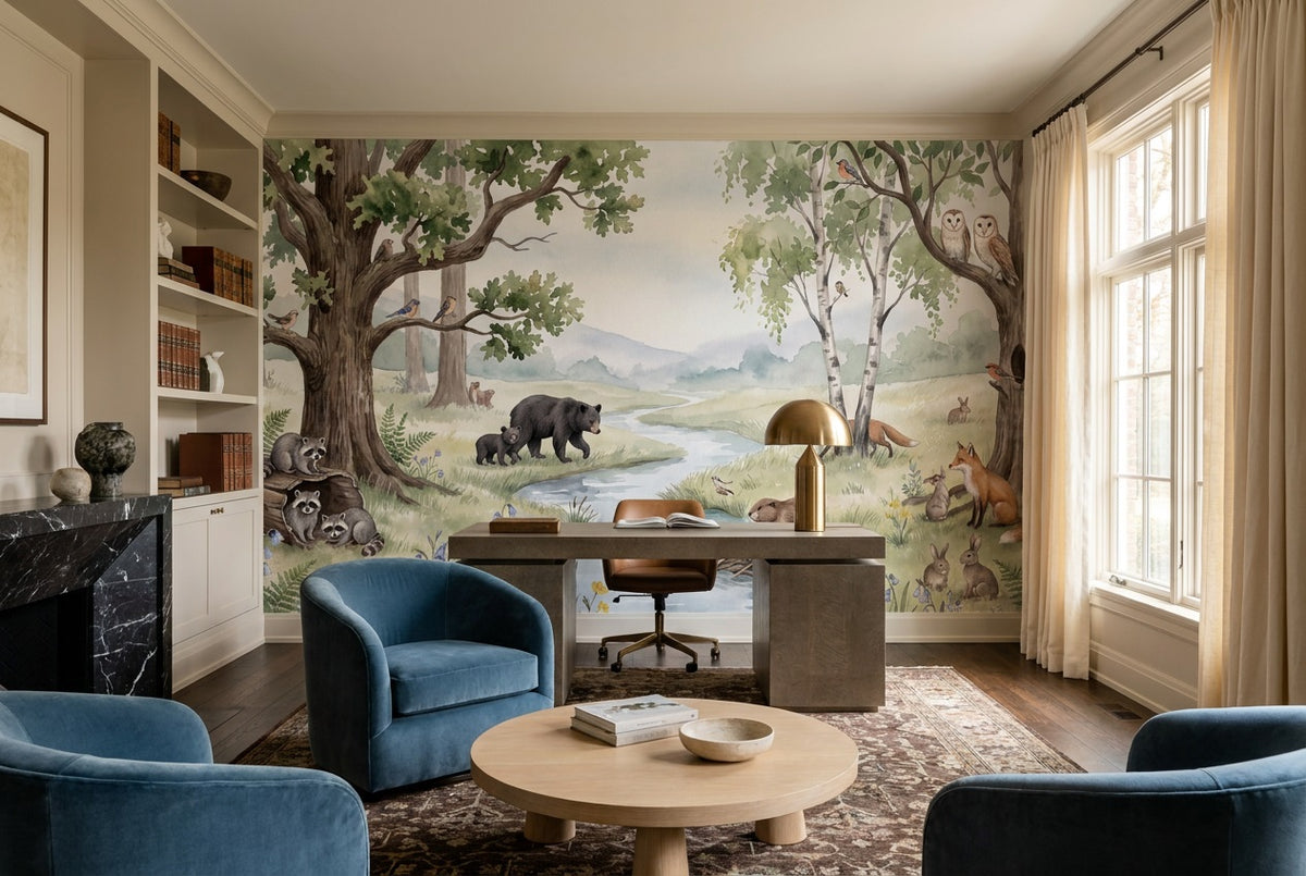 green wildlife wallpaper mural custom self adhesive study removable non woven vinyl