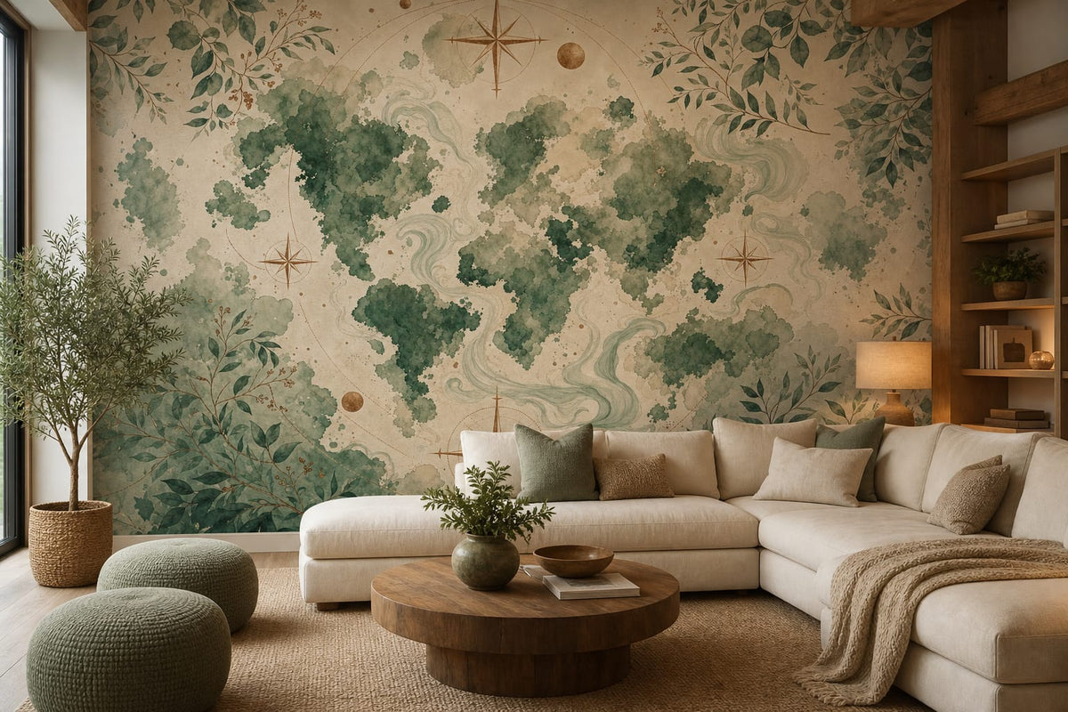 Green World Map Wallpaper Mural product view