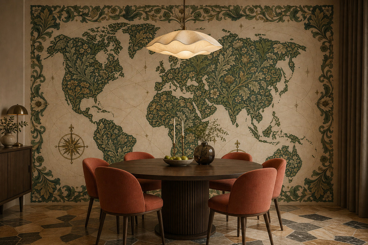 Green World Map Wallpaper Mural product view