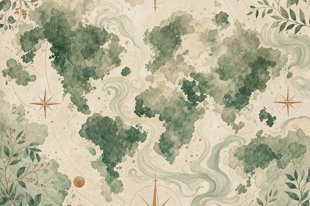 Green World Map Wallpaper Mural product view