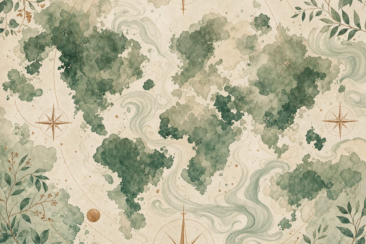 Green World Map Wallpaper Mural product view