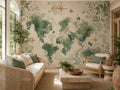 Green World Map Wallpaper Mural