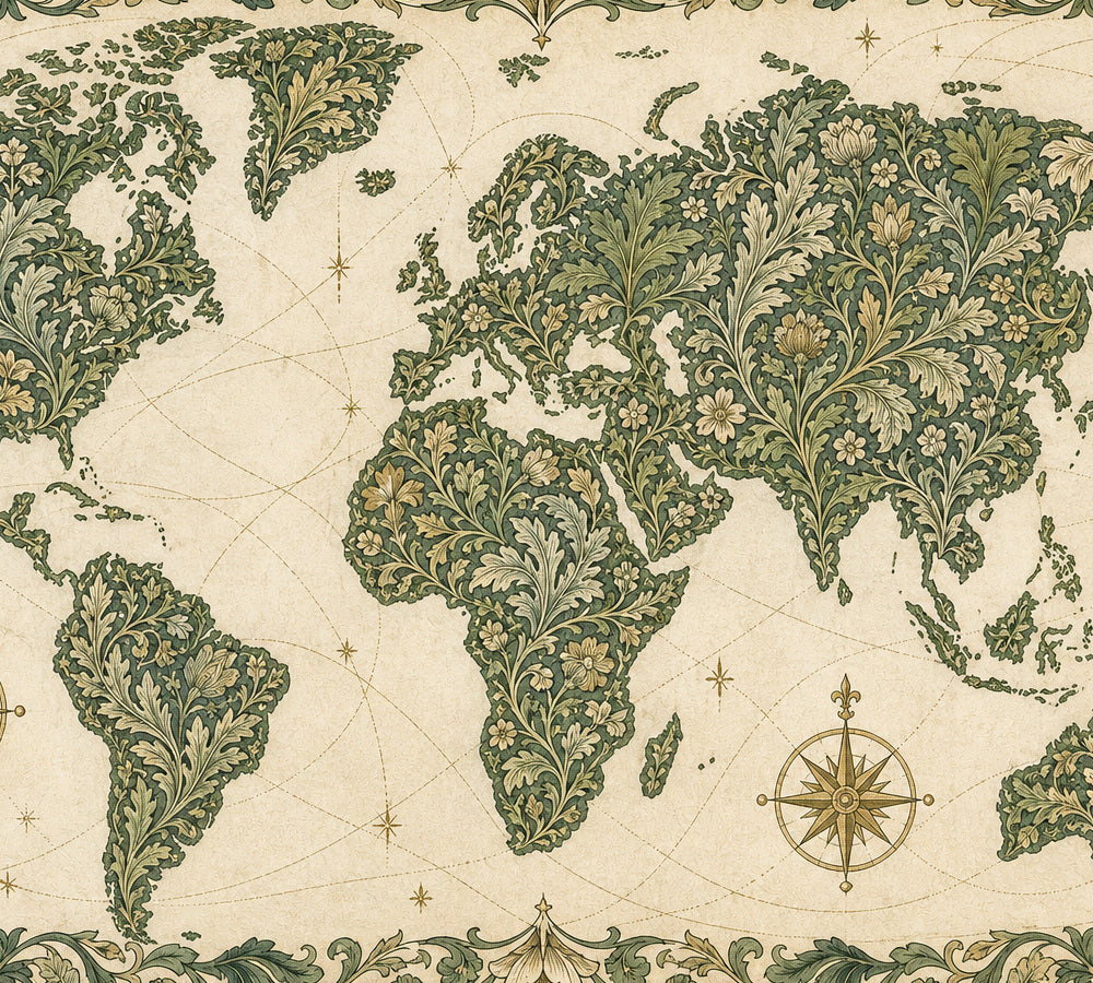 Green World Map Wallpaper Mural product view