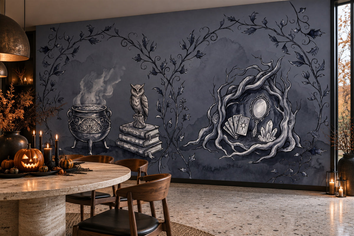 grey cauldron dining custom peel and stick removable non woven vinyl wallpaper mural
