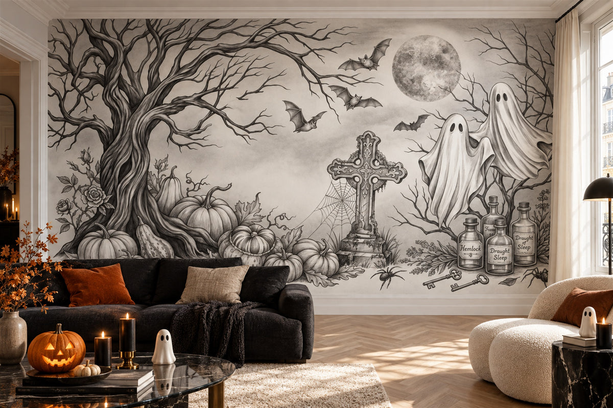 grey ghosts lounge custom peel and stick removable non woven vinyl wallpaper mural