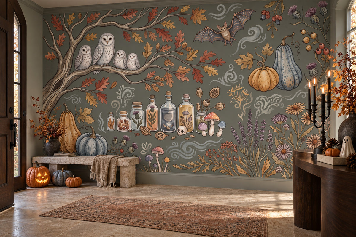 grey owls entryway custom peel and stick removable non woven vinyl wallpaper mural