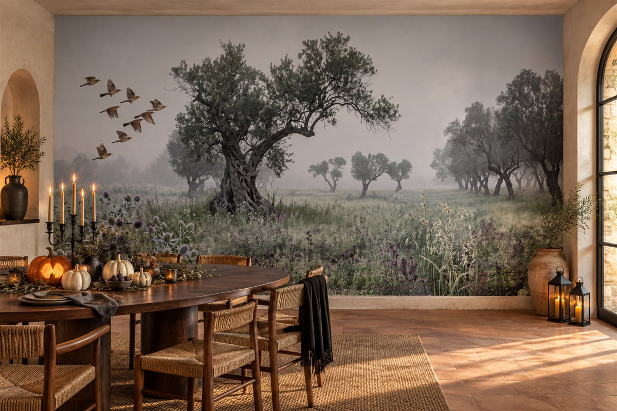 grey trees dining room custom peel and stick removable non woven vinyl wallpaper mural