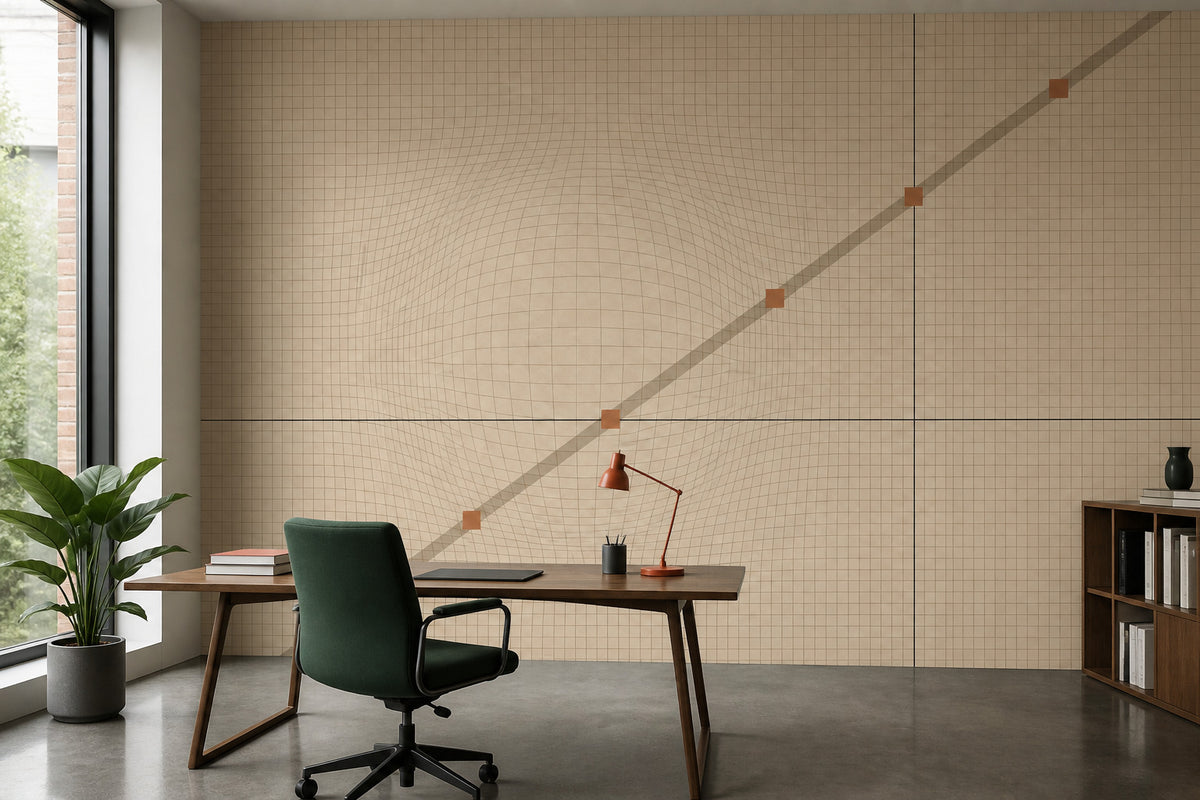 Taupe Grid Micro Wallpaper Mural product view