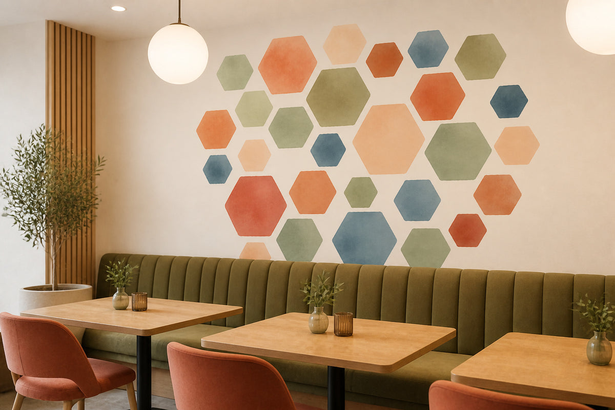 Sage Hexagon Wallpaper Mural product view