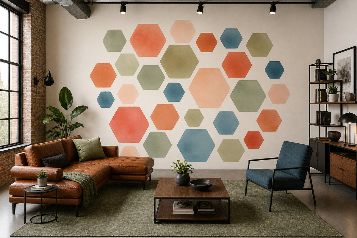 Sage Hexagon Wallpaper Mural product view