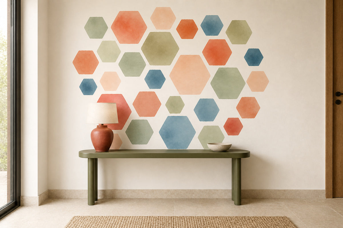 Sage Hexagon Wallpaper Mural product view