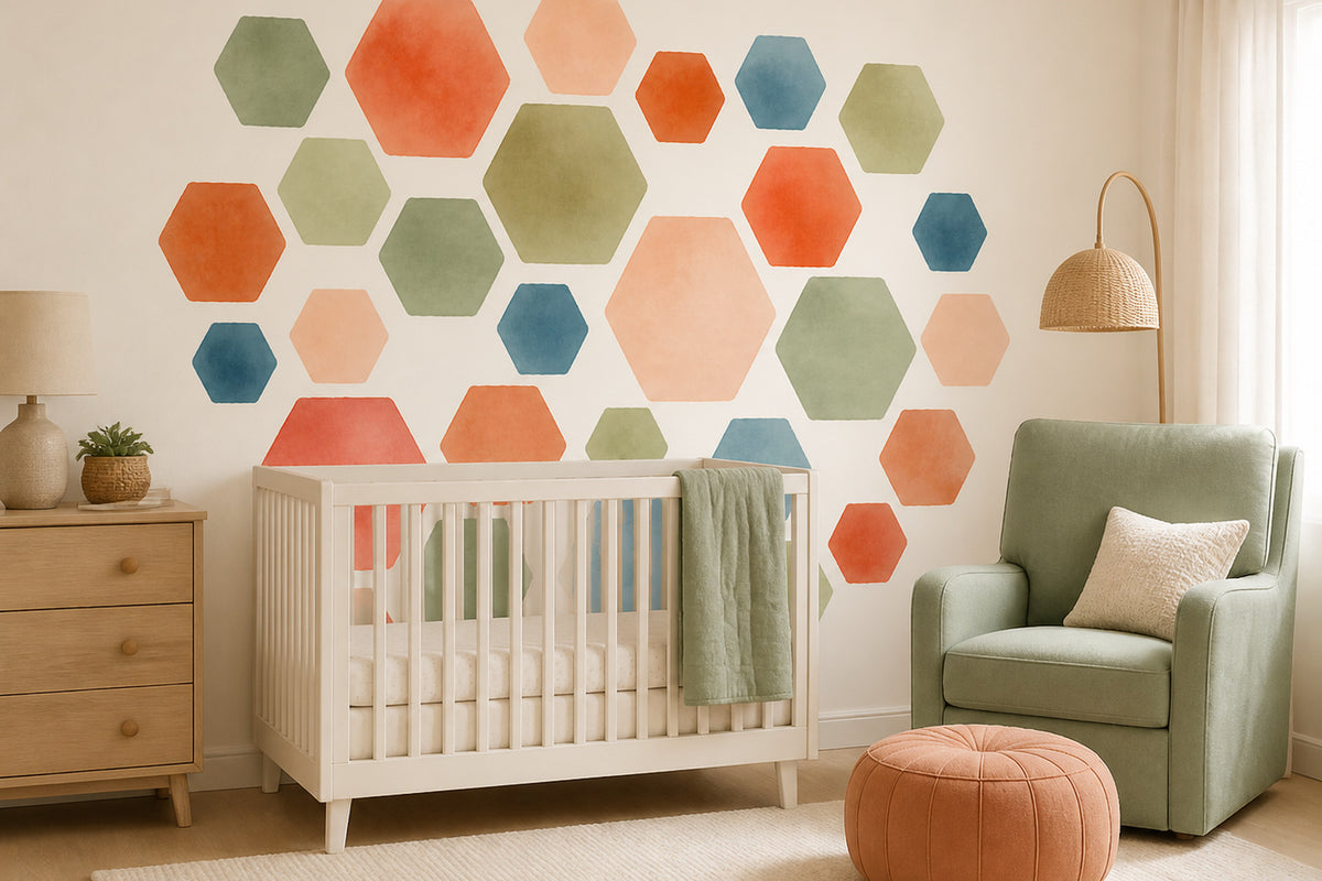 Sage Hexagon Wallpaper Mural product view