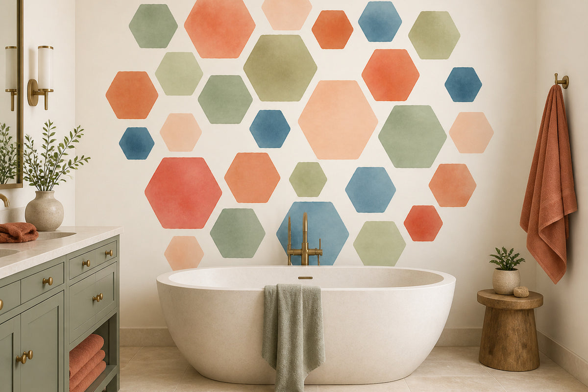Sage Hexagon Wallpaper Mural product view