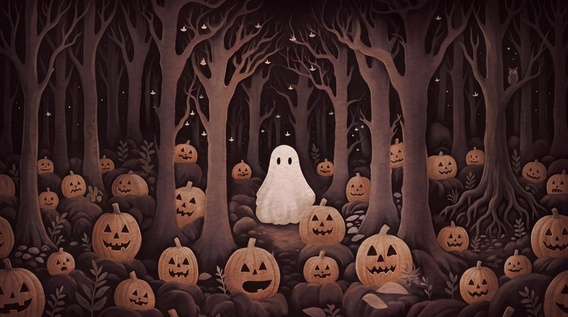 Brown Pumpkin Forest Halloween Wallpaper Mural