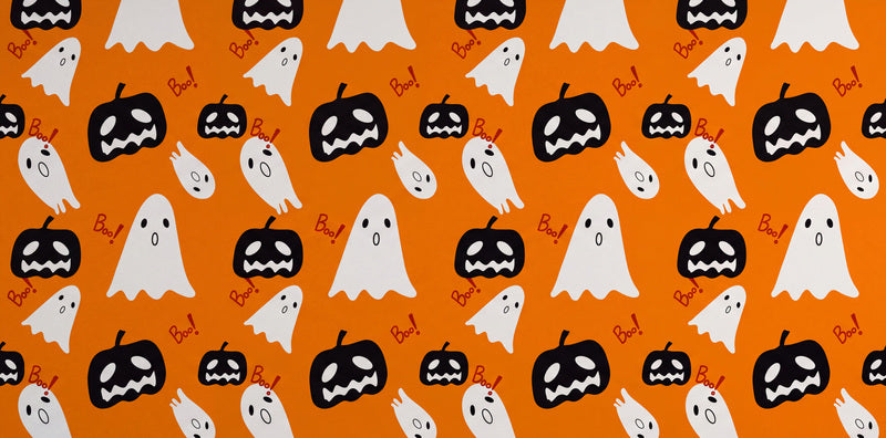 Orange Ghost Pattern Illustrated Halloween Wallpaper Mural