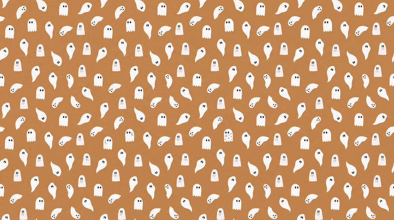 Orange Ghost Pattern Halloween Wallpaper Mural