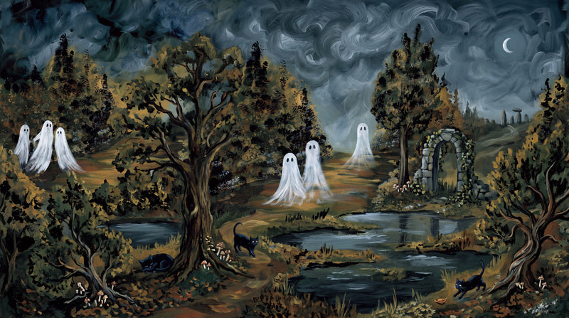 Dark Ghost Forest Halloween Wallpaper Mural