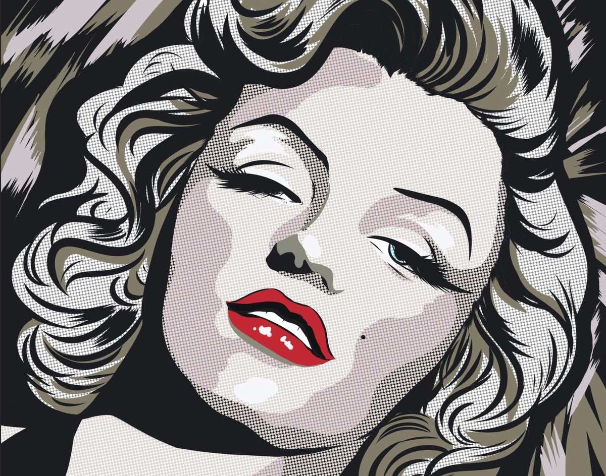 Pop Art Glamour Mural Wallpaper featuring Bold Monochrome and Red Accents