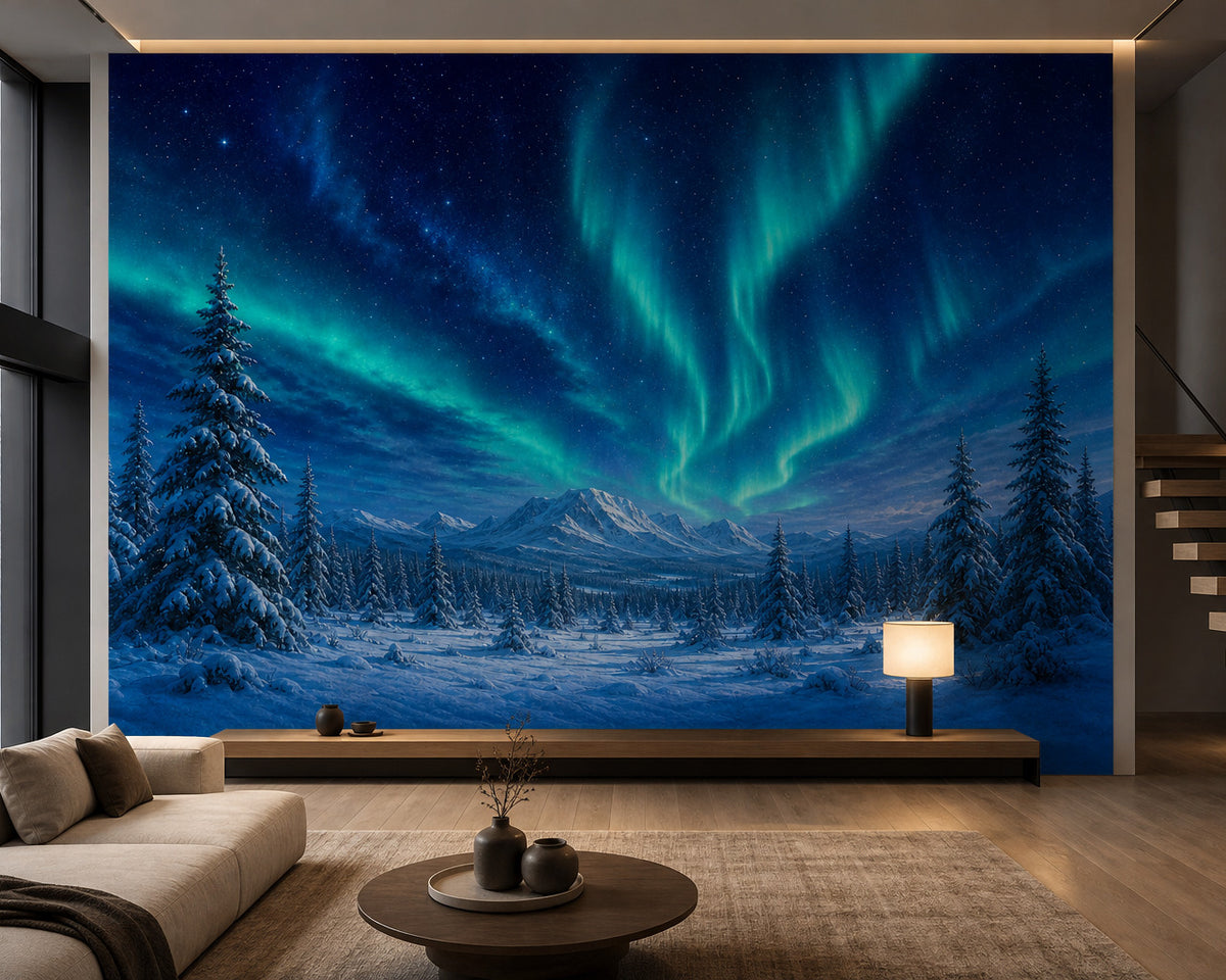 Indigo Aurora Wallpaper Mural product view