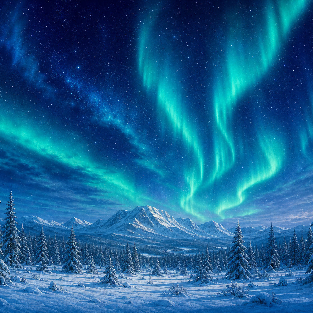 Indigo Aurora Wallpaper Mural product view