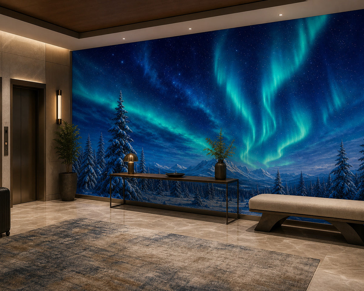 Indigo Aurora Wallpaper Mural product view