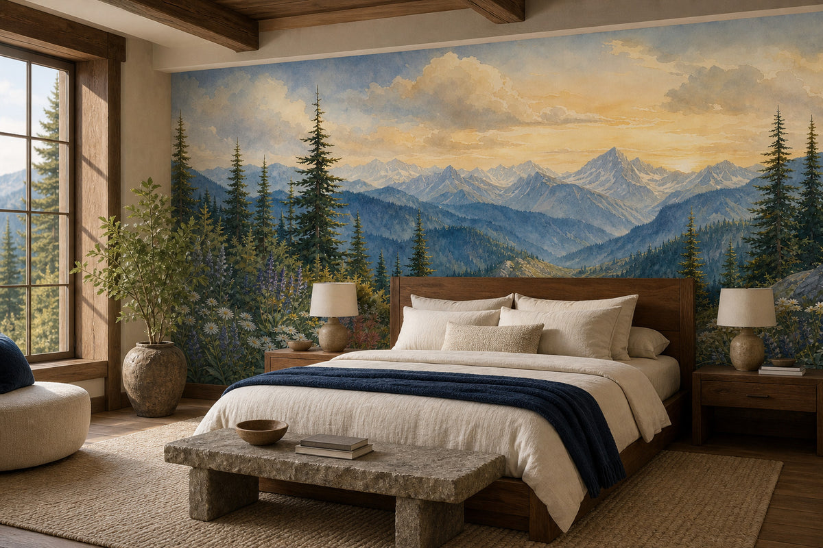 Indigo Cedar Wallpaper Mural product view