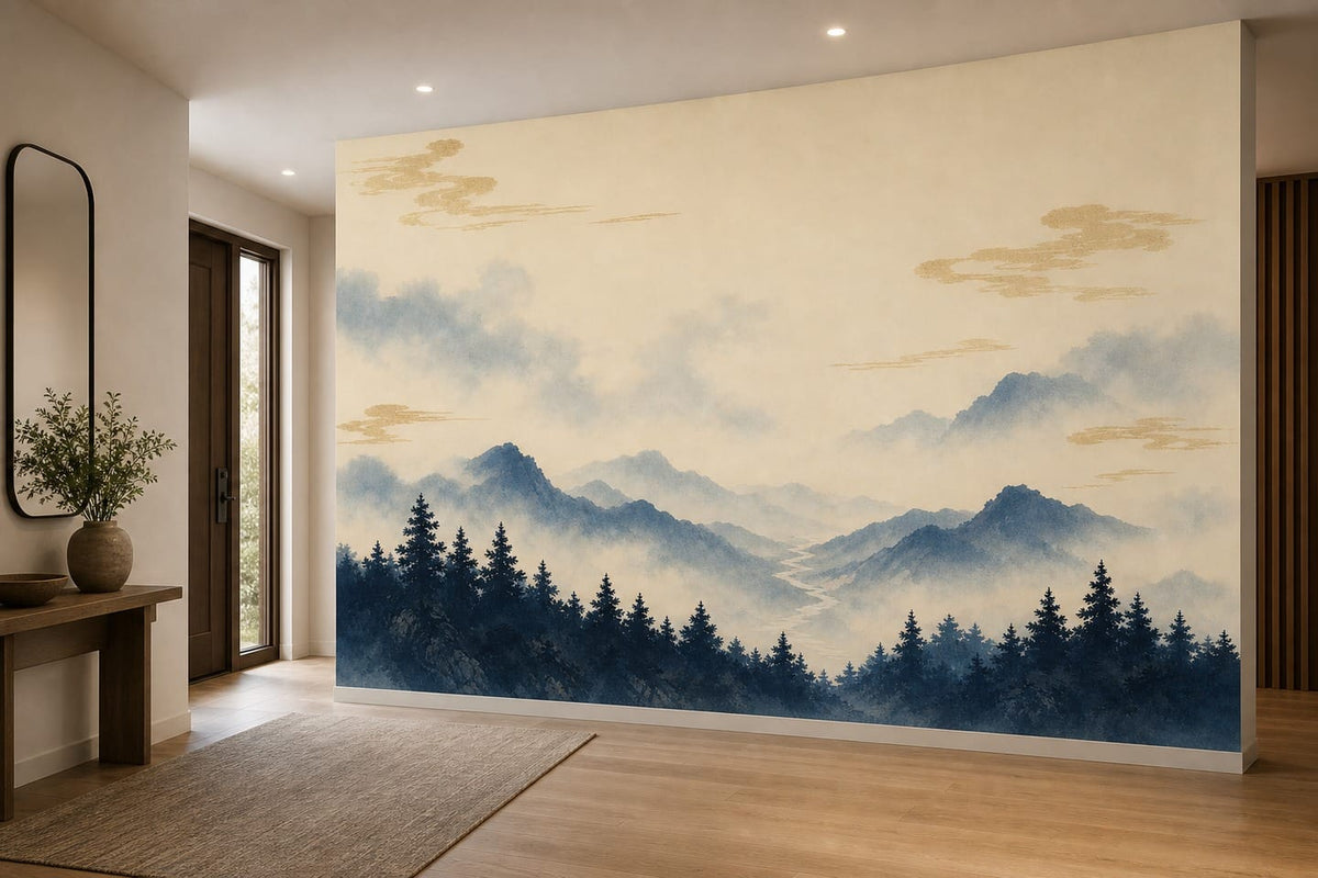Indigo Cedar Wallpaper Mural product view