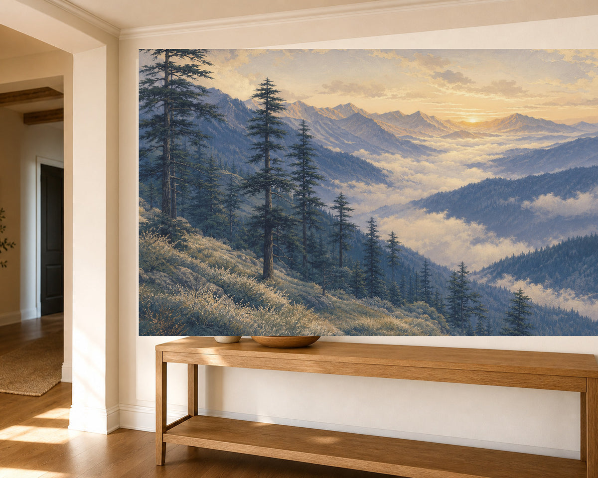 Indigo Cedar Wallpaper Mural product view