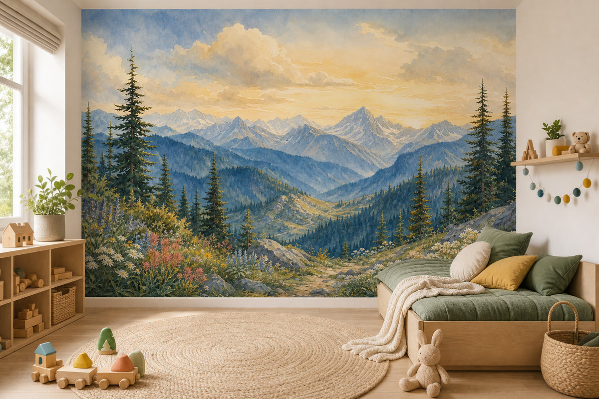 Indigo Cedar Wallpaper Mural product view