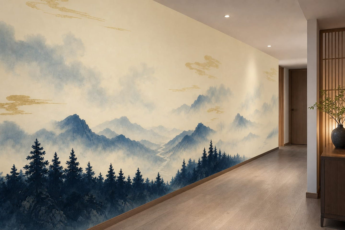 Indigo Cedar Wallpaper Mural product view