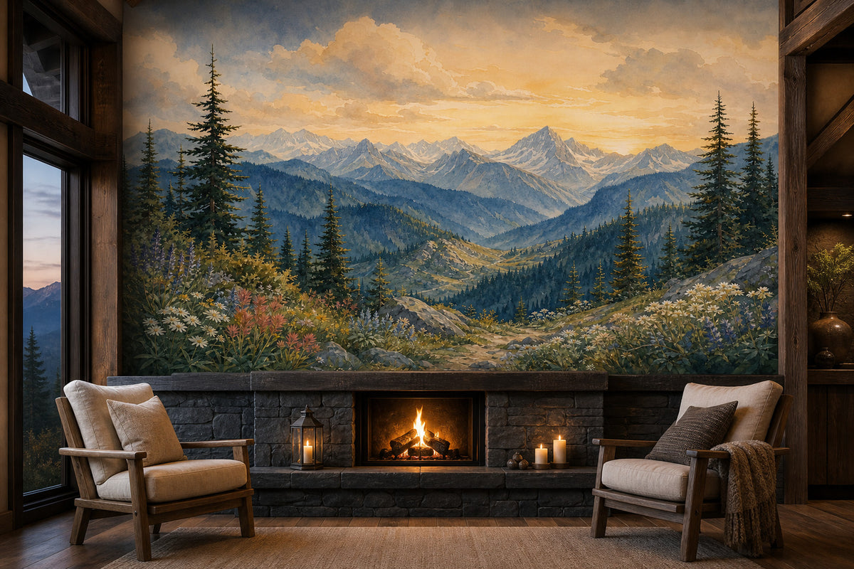 Indigo Cedar Wallpaper Mural product view