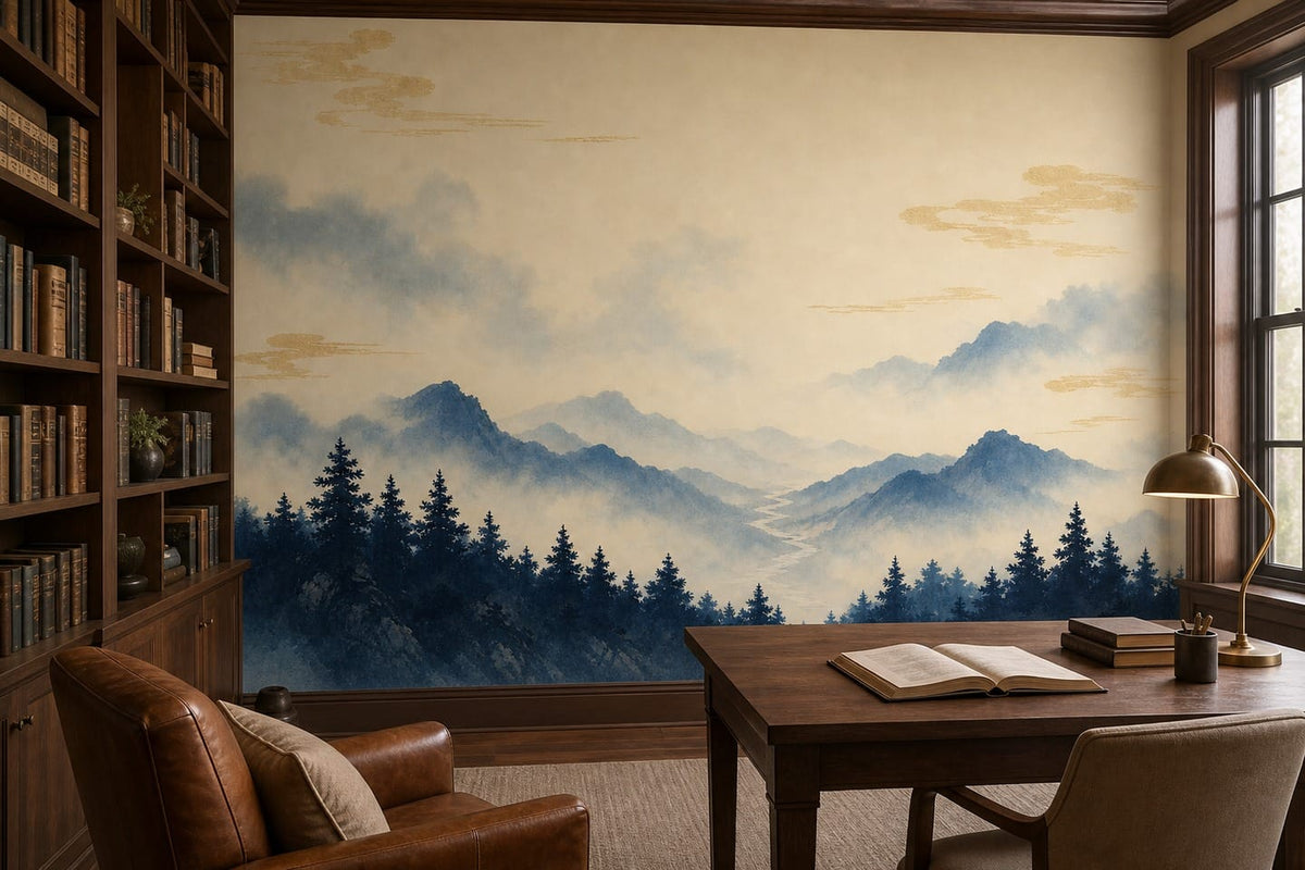 Indigo Cedar Wallpaper Mural product view