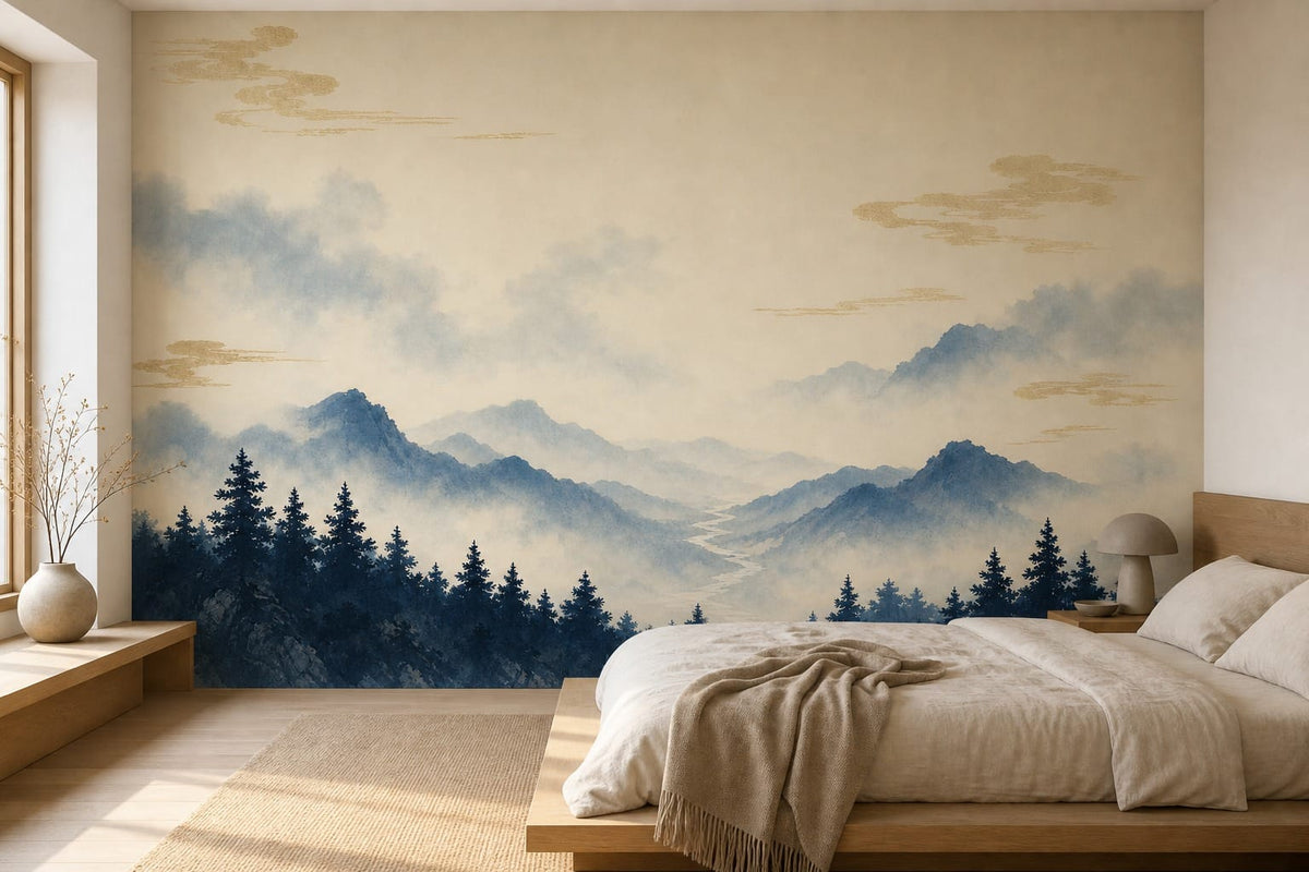 Indigo Cedar Wallpaper Mural product view