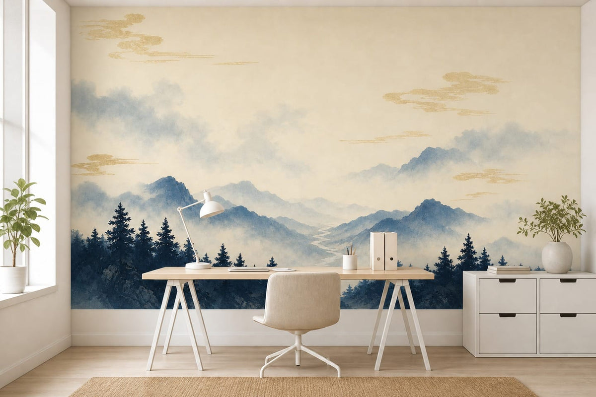 Indigo Cedar Wallpaper Mural product view
